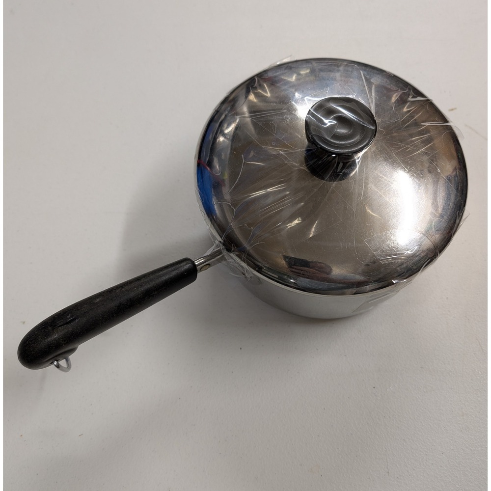 Revere Ware 2 Qt Stainless Steel Saucepan with Lid Clinton IL Tri Ply USA Vtg